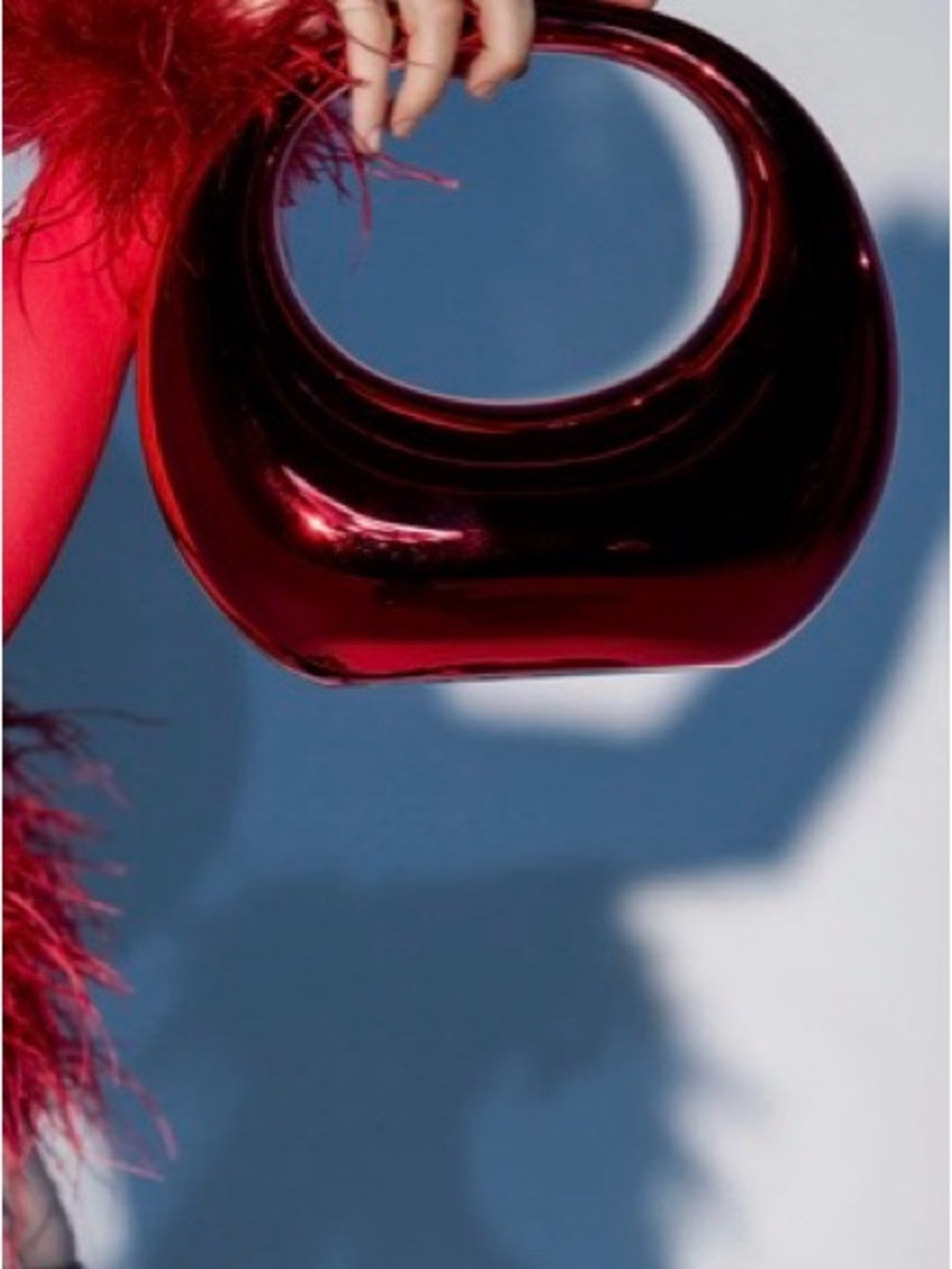 Crimson Luxe Sculptural Handbag